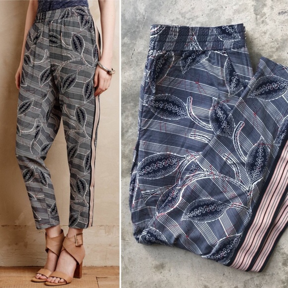 Anthropologie Leaf Print Pants